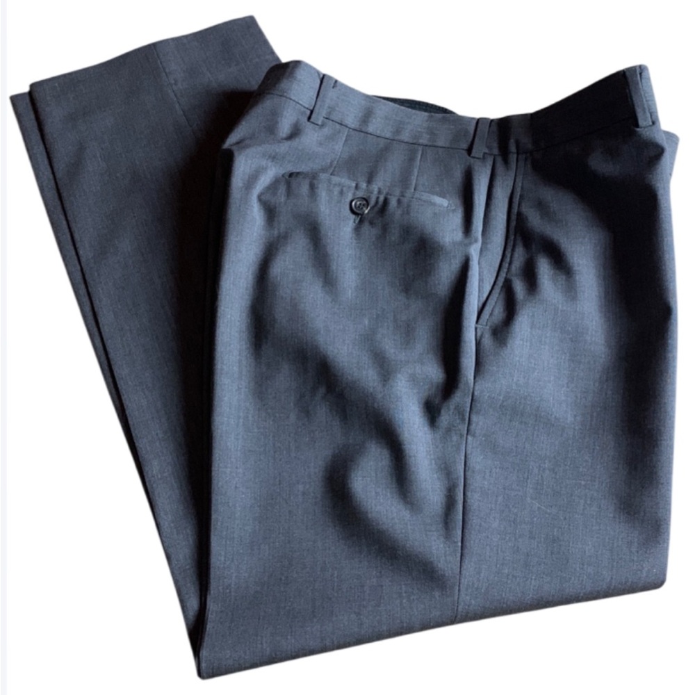 HUGO BOSS JAMES BROWN US CHARCOAL GRAY WOOL BLEND TROUSERS - Size 34/R